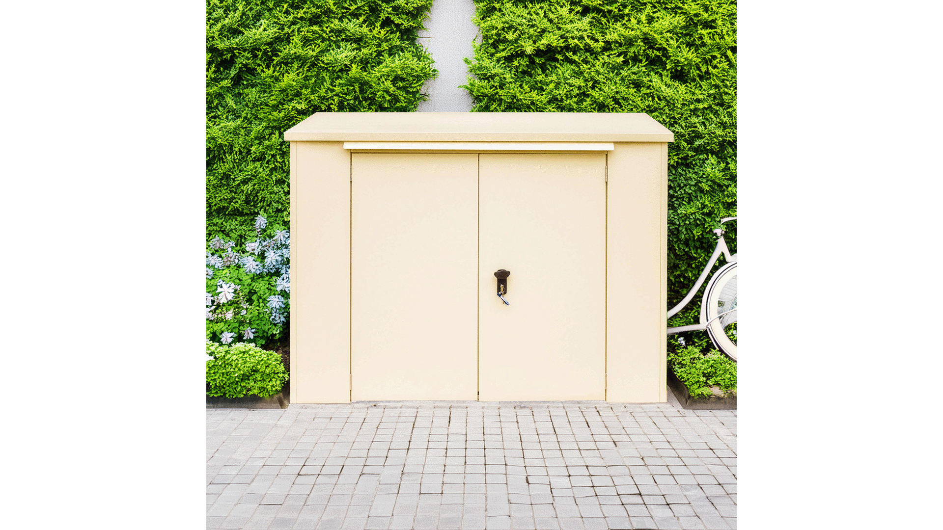 Secure Metal 3 Bike Bunker - Cream.png