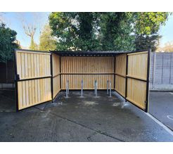 8 Space timber clad cycle shelter front open 01.jpg