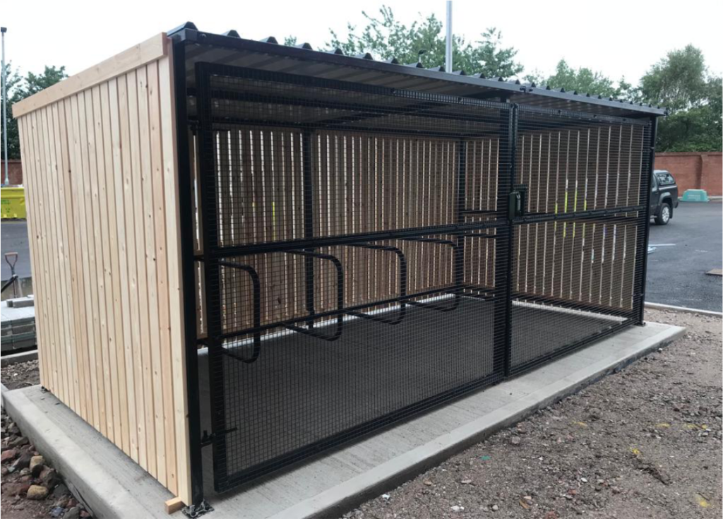 Newly installed bike shelter on Violet Way, St. Helens for the Merseyside Fire & Rescue Service.