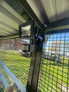 The Walton Centre Bike Hub, bespoke merton mesh bike shelter with semi-vertical bike racks and vast amounts of security features. designed, supplied and installed by Secure Cycle Store.