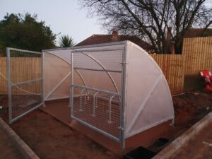 Secure Cycle Store's Canal Curved Shelter in Musketeer Avon Road.