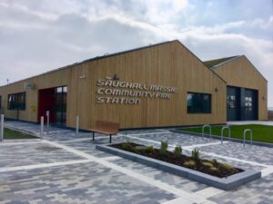Sauighall Massie fire station, before the install of secure cycle stores timber clad bike shelter.