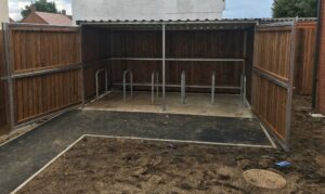 SCS Timber clad shelter, newly constructed for Goldcroft in Hemel Hempstead. Delivery and installation on site.