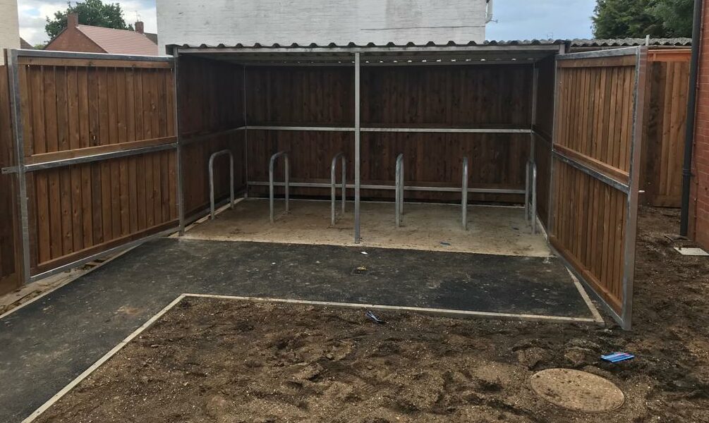 SCS Timber clad shelter, newly constructed for Goldcroft in Hemel Hempstead. Delivery and installation on site.