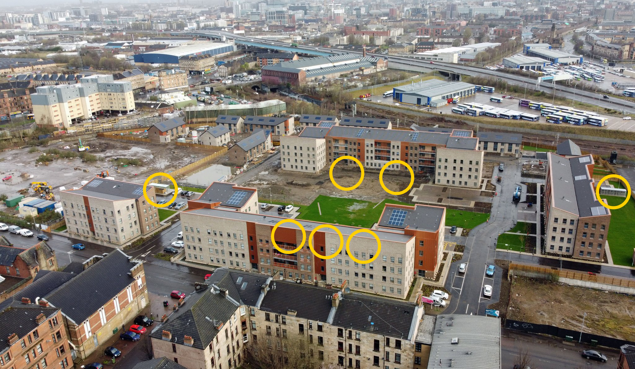 Butterbiggins Road, Glasgow. Birdseye view.