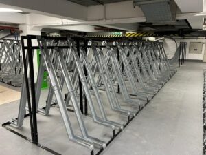 Semi vertical cycle racks