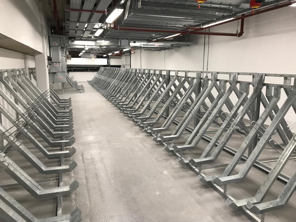 Semi vertical cycle racks, Galvanised cycle racks