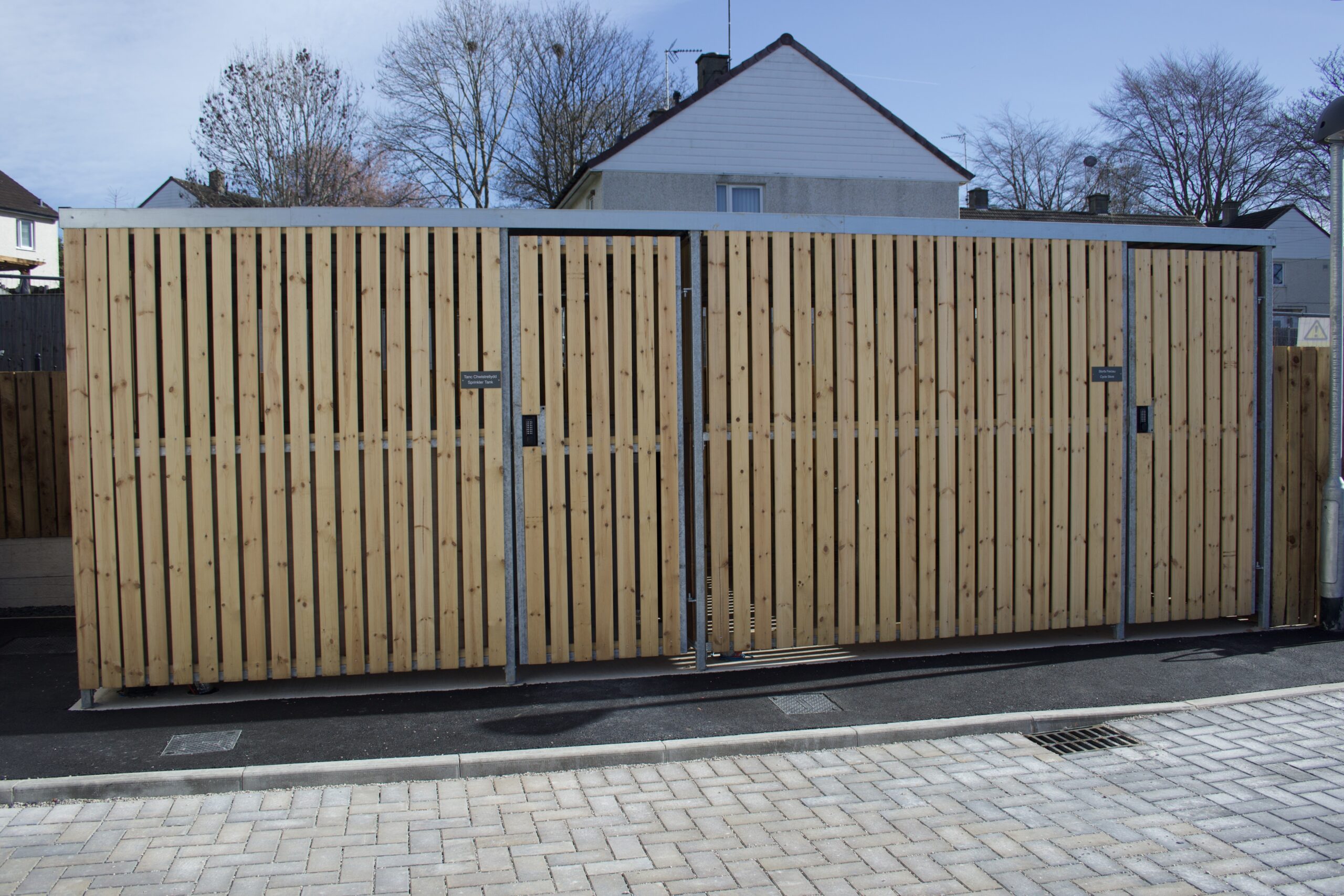 Eaton Drive Wrexham Cycle & Water Tank Shelter Install