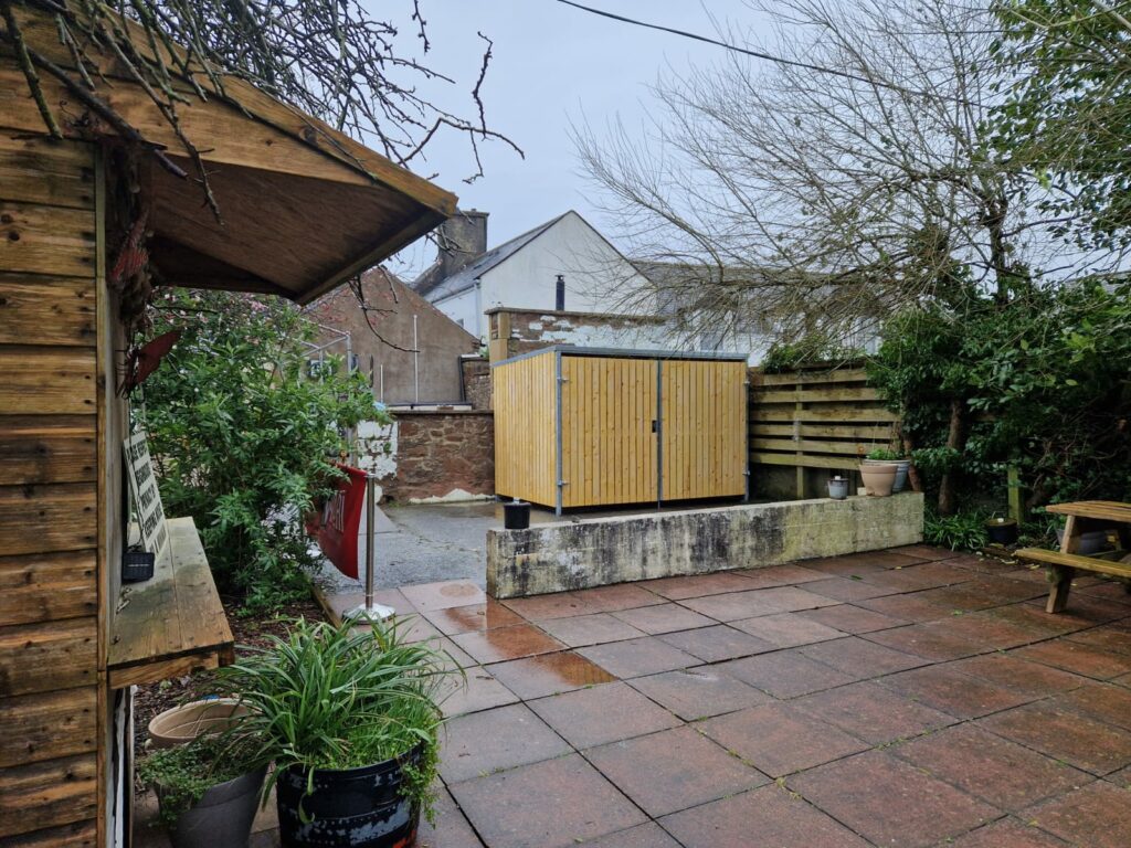 The Garret Hotel and pub Trinity Timber Cycle Shelter Installation