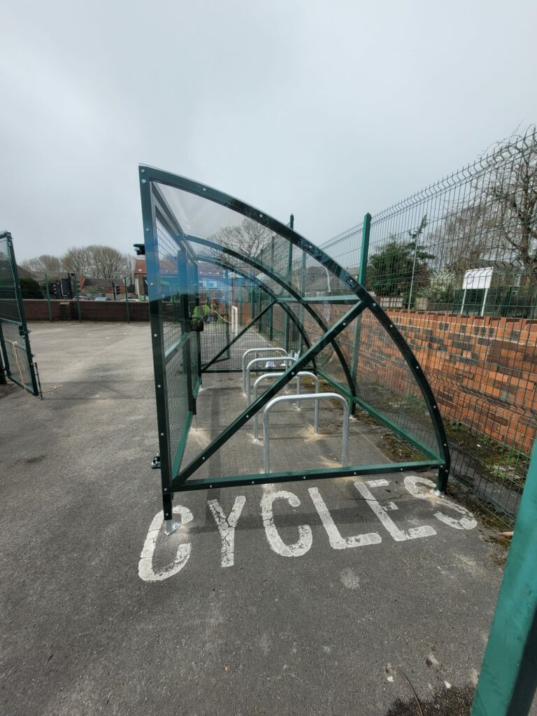 Canal Curved Secure Cycle Shelter System Installation