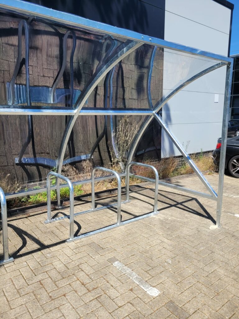 shelters with steel frame and plastic exterior. open fronted design for easy access 