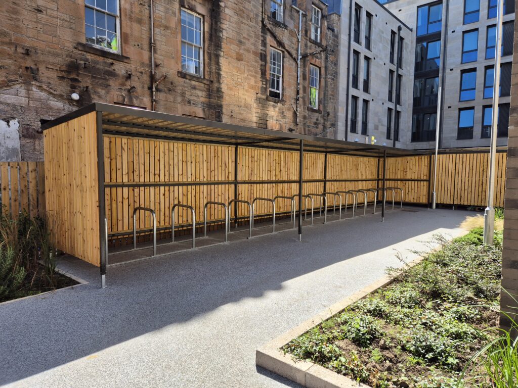 Timber Clad Cycle Shelter & Bespoke Bin Store Installation