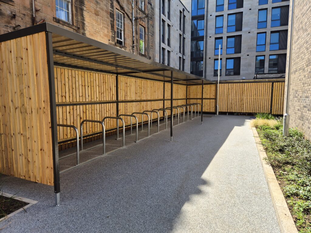 Timber Clad Cycle Shelter & Bespoke Bin Store Installation