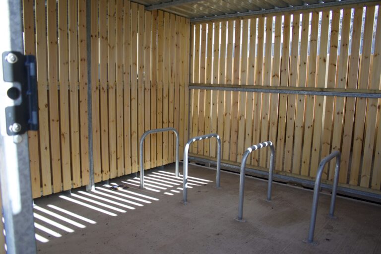  the cycle shelter is fitted with 5 Sheffield Cycle Stands, creating secure and organised storage for up to 10 bicycles. The layout was developed to maximise efficiency within the available footprint, ensuring ease of access and day-to-day usability for residents.