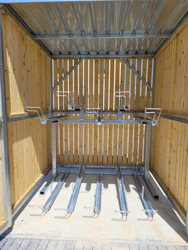 Two Tier Timber Clad Cycle Shelter