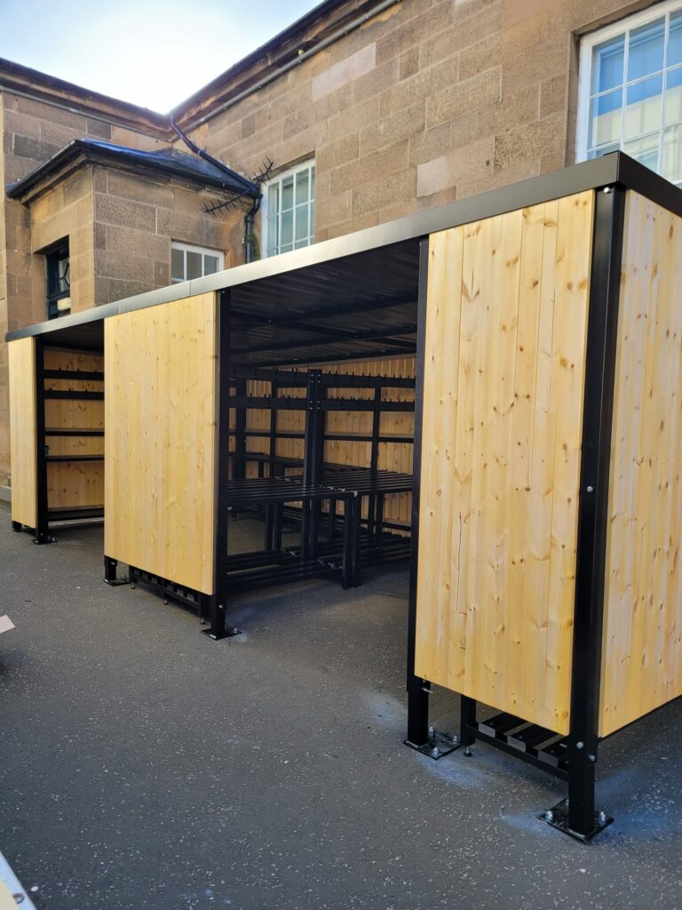 Bespoke timber clad shelters with galvanised steel frames, durable timber cladding and custom layouts for various sectors.