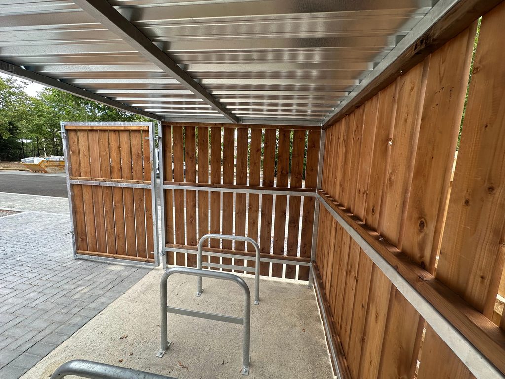 For additional security, the shelter features a double swing gate fitted with a digit combination lock and drop bolt