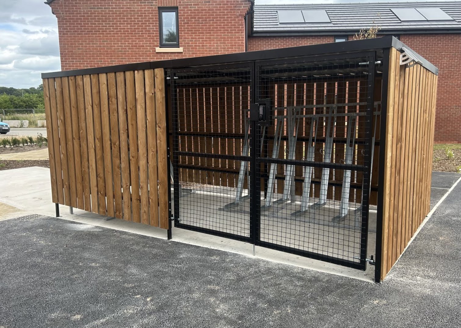 16 Space Timber Clad Cycle Shelter at Millbrook Place, Crewe thumbnail