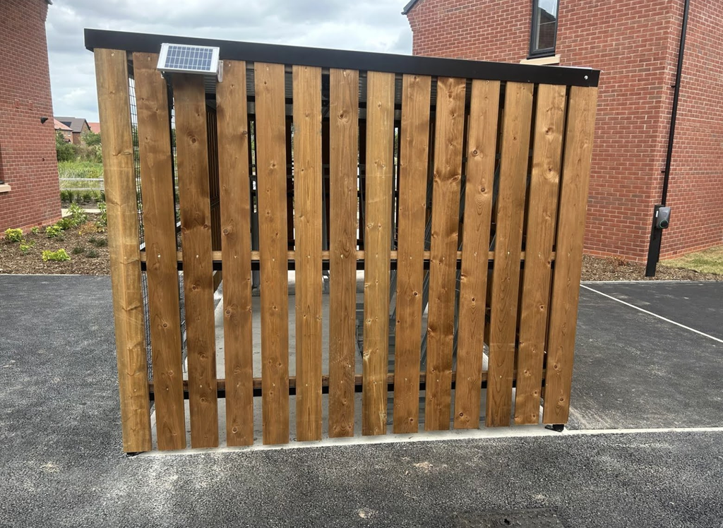 16-space Timber Clad Cycle Shelter installed in Crewe.