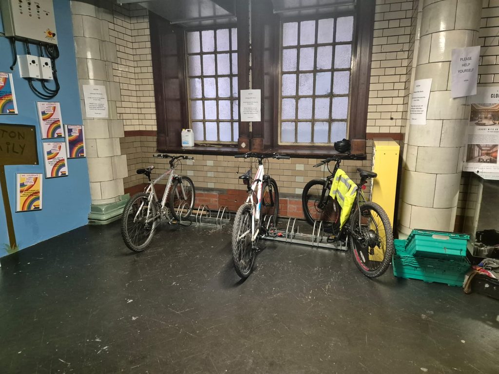 poorly installed bike storage that was replaced by a new solution 